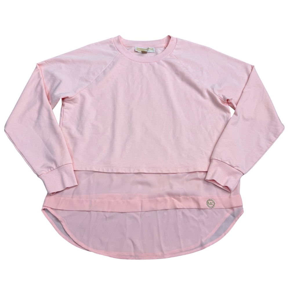 Michael Kors Layered Mixed Media Top Women Size S Pink Casual Cozy Chic